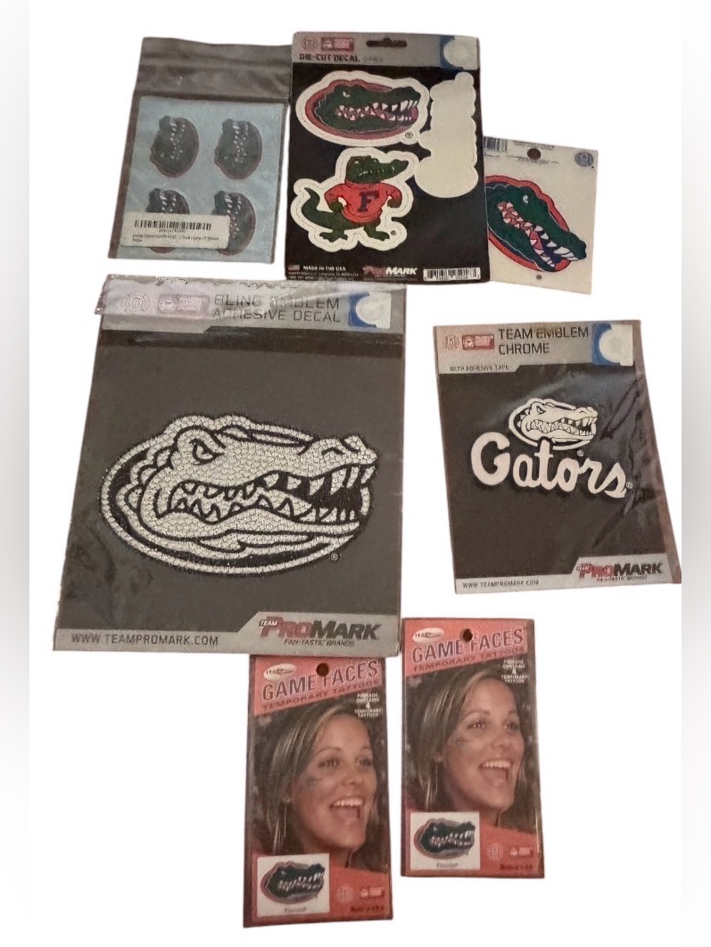 Team Pro MarksFlorida Gators Emblems, Chrome, Stickers & Face Tattoo Bundle